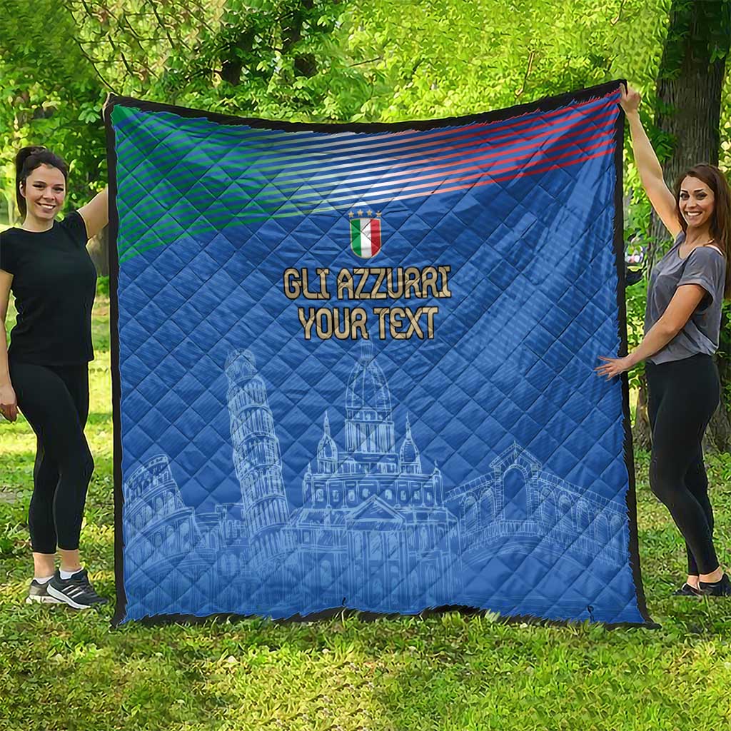 Custom Italy Football Quilt Special Pisa Tower - Wonder Print Shop