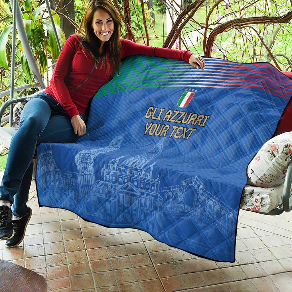Custom Italy Football Quilt Special Pisa Tower - Wonder Print Shop