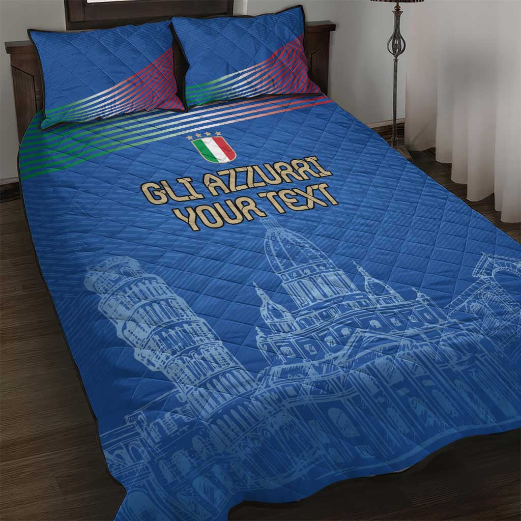 Custom Italy Football Quilt Bed Set Special Pisa Tower - Wonder Print Shop