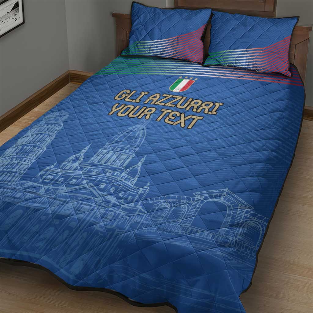 Custom Italy Football Quilt Bed Set Special Pisa Tower - Wonder Print Shop