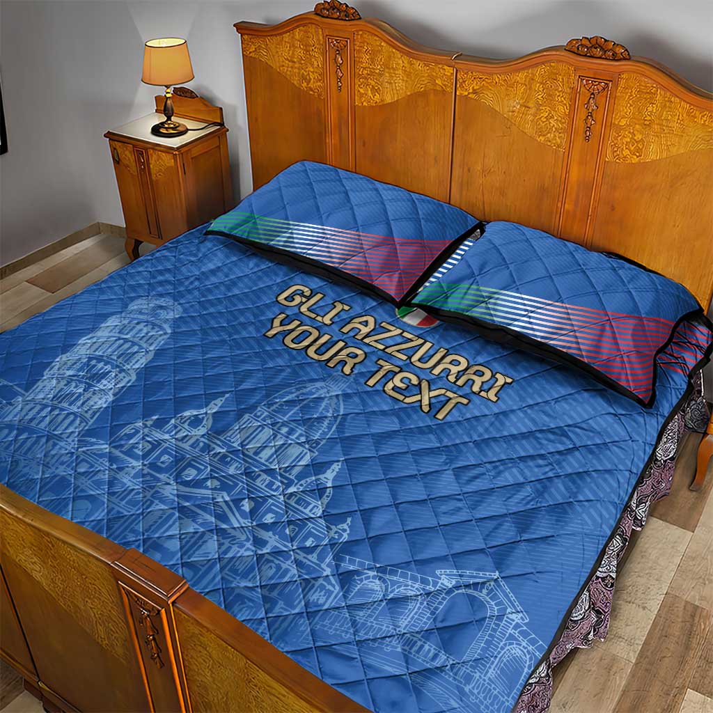 Custom Italy Football Quilt Bed Set Special Pisa Tower - Wonder Print Shop