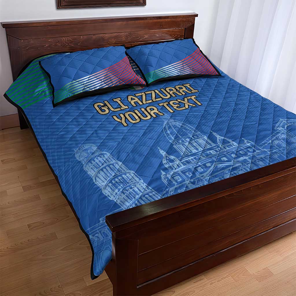 Custom Italy Football Quilt Bed Set Special Pisa Tower - Wonder Print Shop