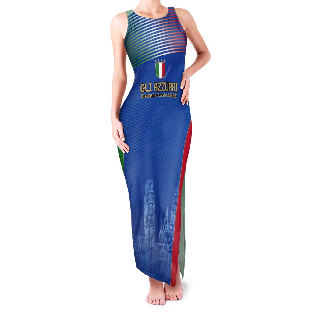 Custom Italy Football Tank Maxi Dress Special Pisa Tower - Wonder Print Shop