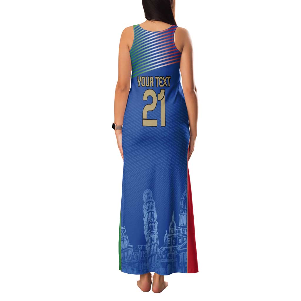 Custom Italy Football Tank Maxi Dress Special Pisa Tower - Wonder Print Shop