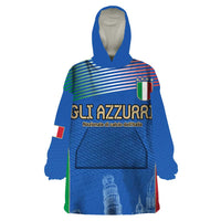 Custom Italy Football Wearable Blanket Hoodie Special Pisa Tower - Wonder Print Shop