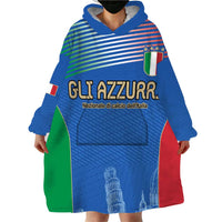 Custom Italy Football Wearable Blanket Hoodie Special Pisa Tower - Wonder Print Shop