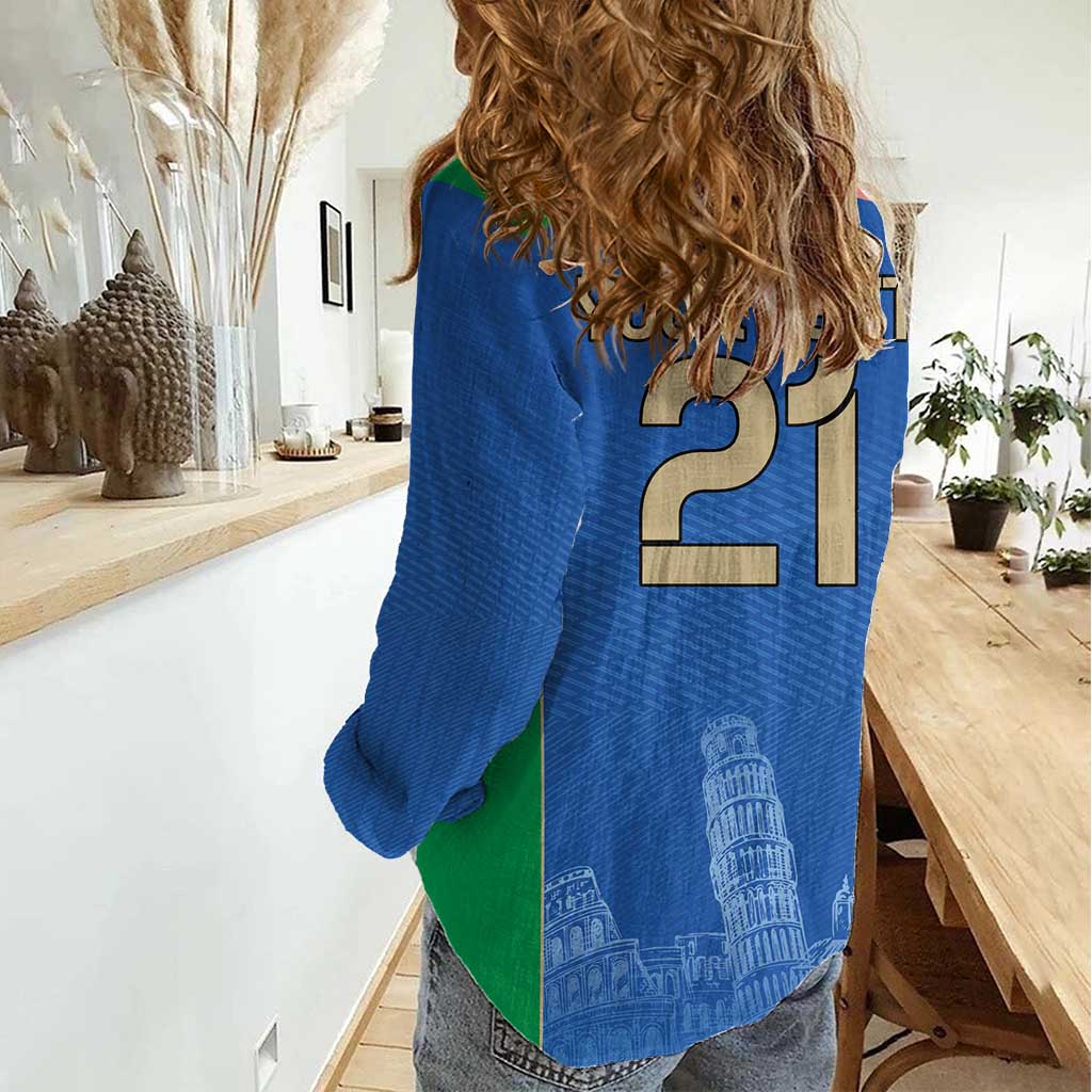 Custom Italy Football Women Casual Shirt Special Pisa Tower - Wonder Print Shop