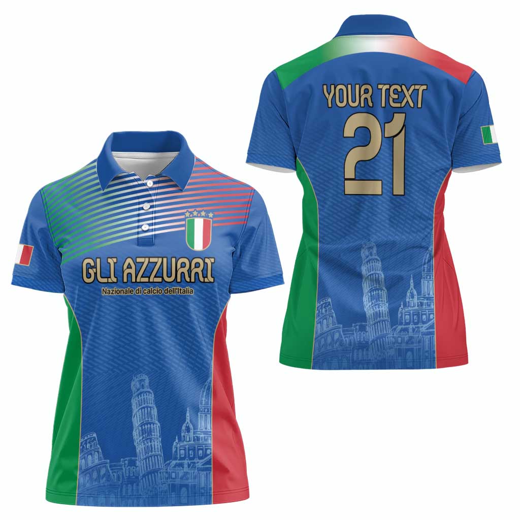 Custom Italy Football Women Polo Shirt Special Pisa Tower - Wonder Print Shop