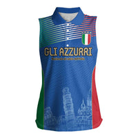 Custom Italy Football Women Sleeveless Polo Shirt Special Pisa Tower - Wonder Print Shop