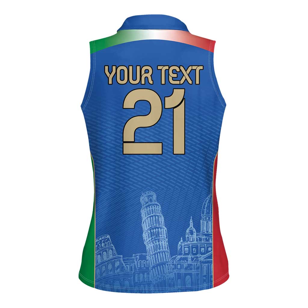 Custom Italy Football Women Sleeveless Polo Shirt Special Pisa Tower - Wonder Print Shop