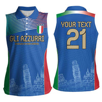 Custom Italy Football Women Sleeveless Polo Shirt Special Pisa Tower - Wonder Print Shop