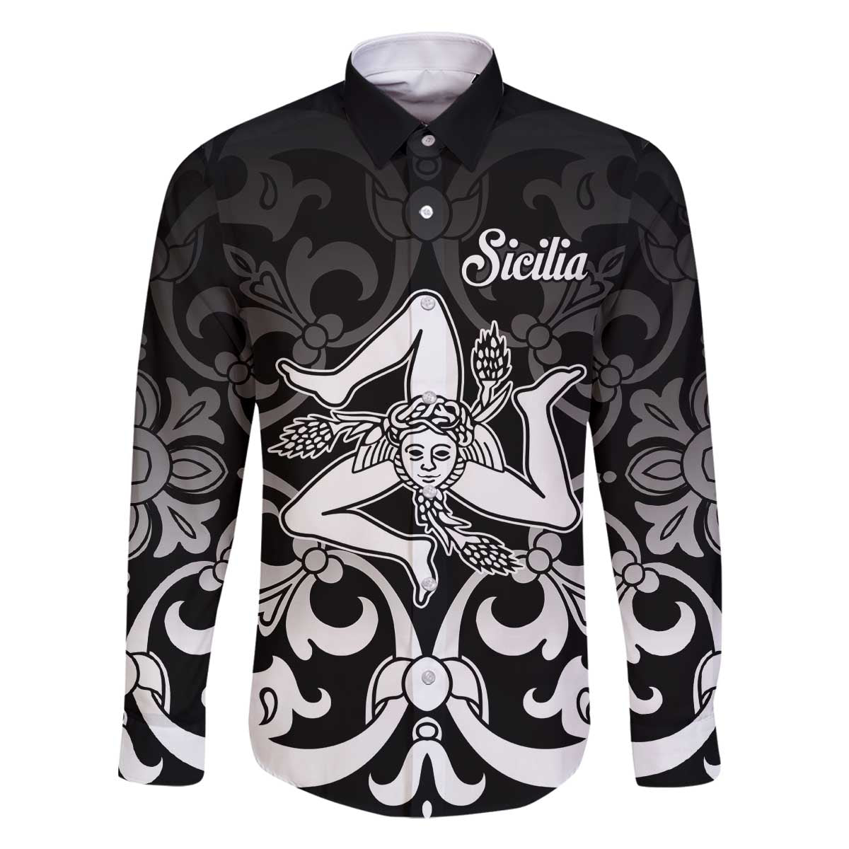 Personalized Italy Trinacria Sicily Family Matching Off The Shoulder Long Sleeve Dress and Hawaiian Shirt - Wonder Print Shop