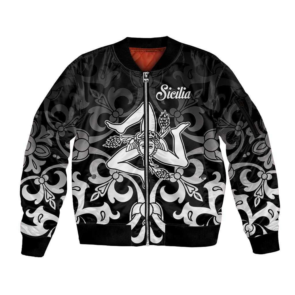 Personalized Italy Trinacria Sicily Sleeve Zip Bomber Jacket - Wonder Print Shop