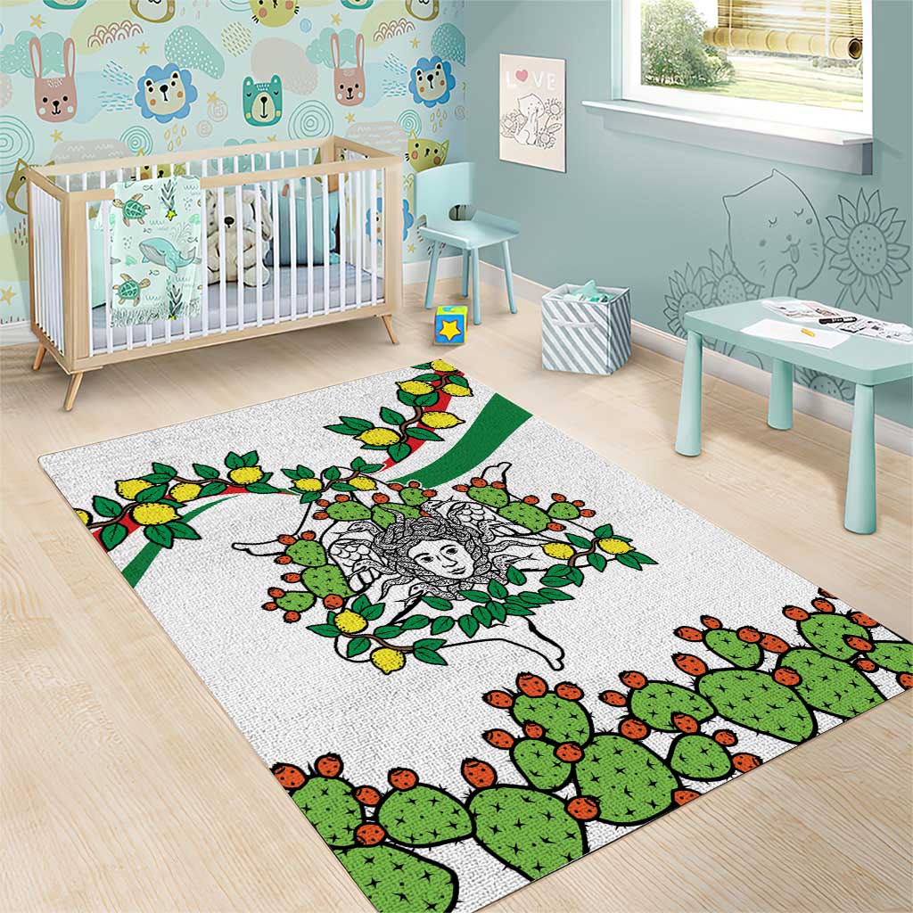 Sicilian Triskelion Area Rug with Cactus and Lemons LT9 - Wonder Print Shop