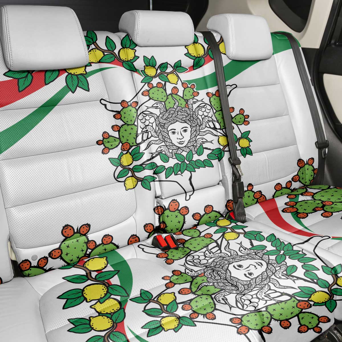 Sicilian Triskelion Back Car Seat Cover with Cactus and Lemons LT9 - Wonder Print Shop