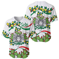 Sicilian Triskelion Baseball Jersey with Cactus and Lemons LT9 - Wonder Print Shop