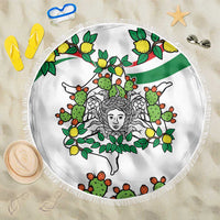 Sicilian Triskelion Beach Blanket with Cactus and Lemons LT9 - Wonder Print Shop