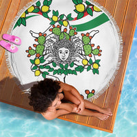 Sicilian Triskelion Beach Blanket with Cactus and Lemons LT9 - Wonder Print Shop