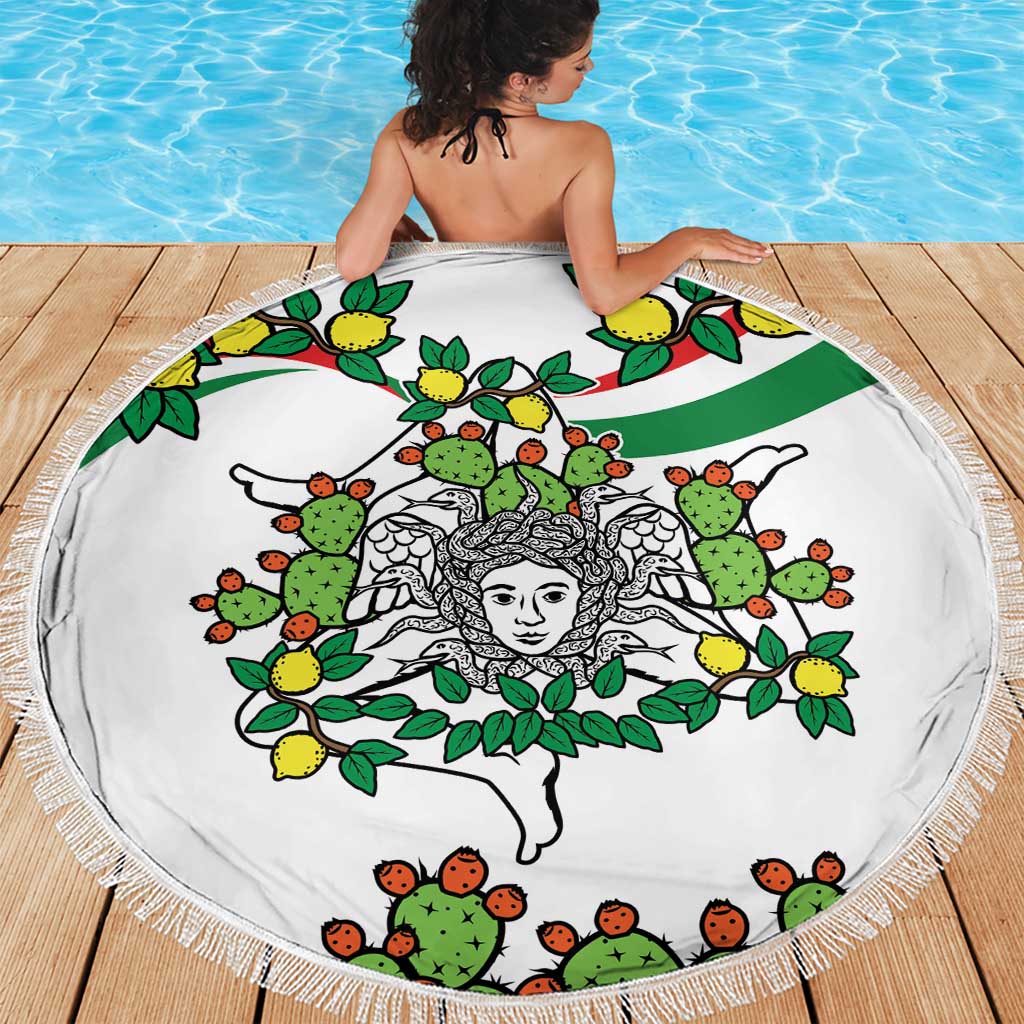 Sicilian Triskelion Beach Blanket with Cactus and Lemons LT9 - Wonder Print Shop