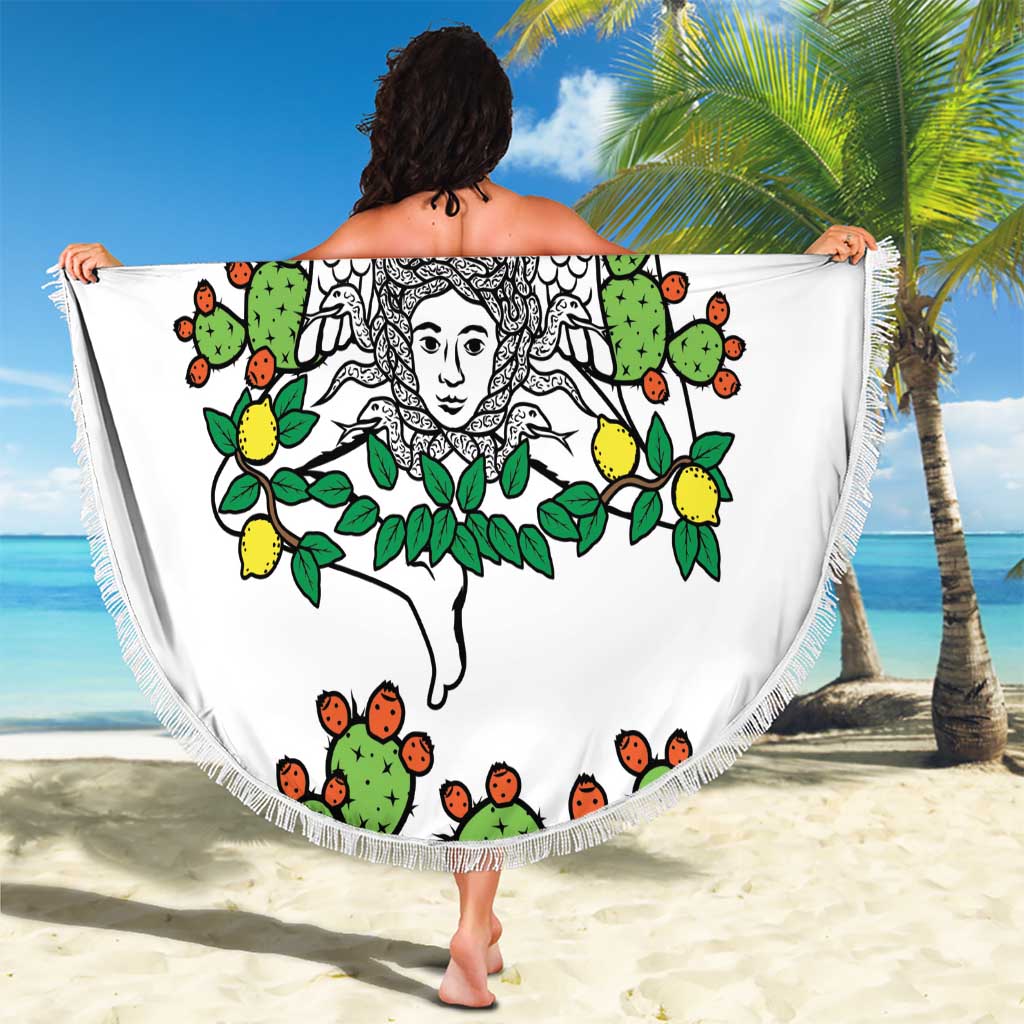 Sicilian Triskelion Beach Blanket with Cactus and Lemons LT9 - Wonder Print Shop