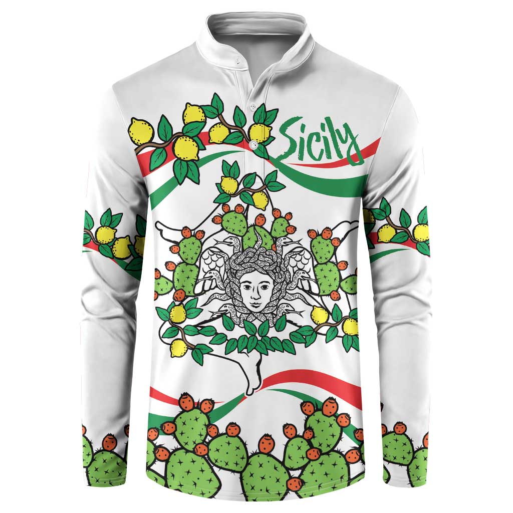 Sicilian Triskelion Button Sweatshirt with Cactus and Lemons LT9 - Wonder Print Shop