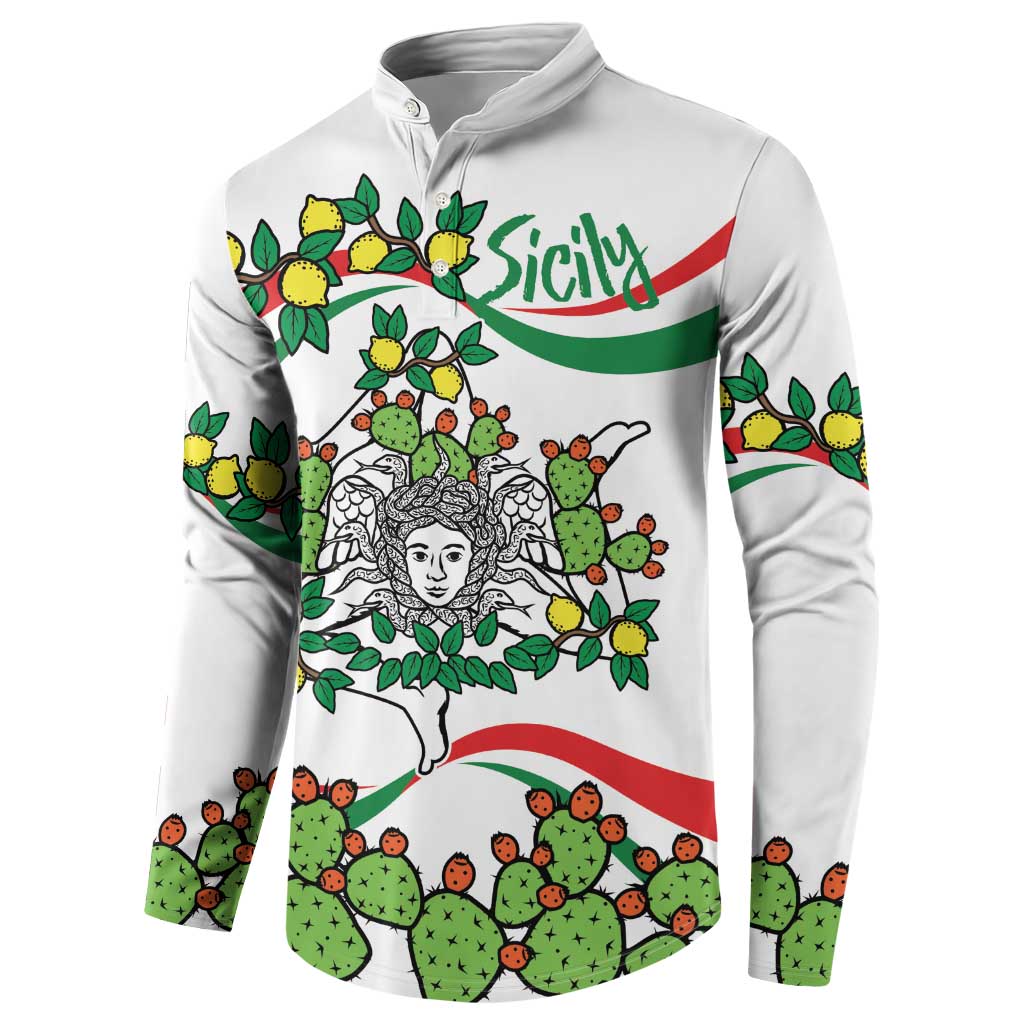 Sicilian Triskelion Button Sweatshirt with Cactus and Lemons LT9 - Wonder Print Shop