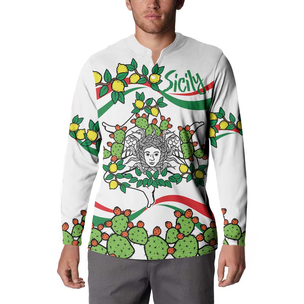 Sicilian Triskelion Button Sweatshirt with Cactus and Lemons LT9 - Wonder Print Shop