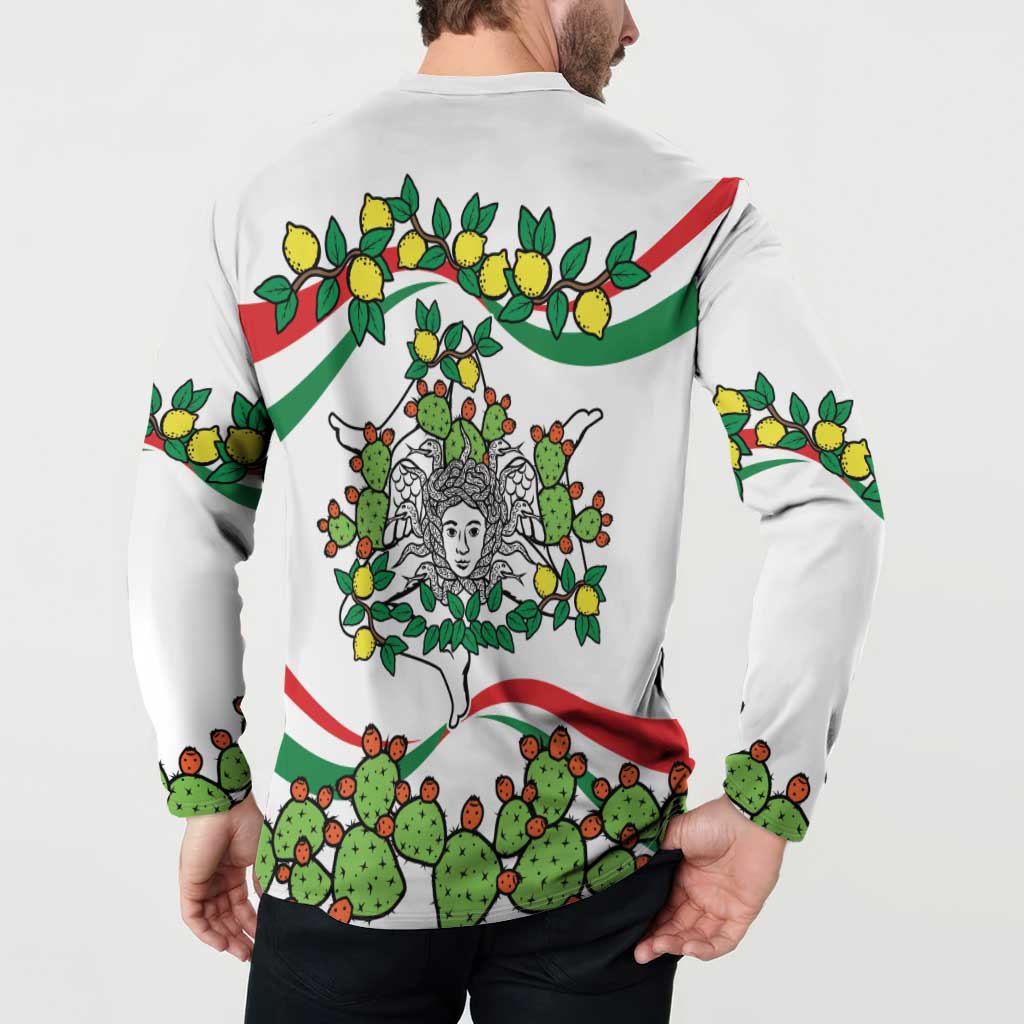 Sicilian Triskelion Button Sweatshirt with Cactus and Lemons LT9 - Wonder Print Shop