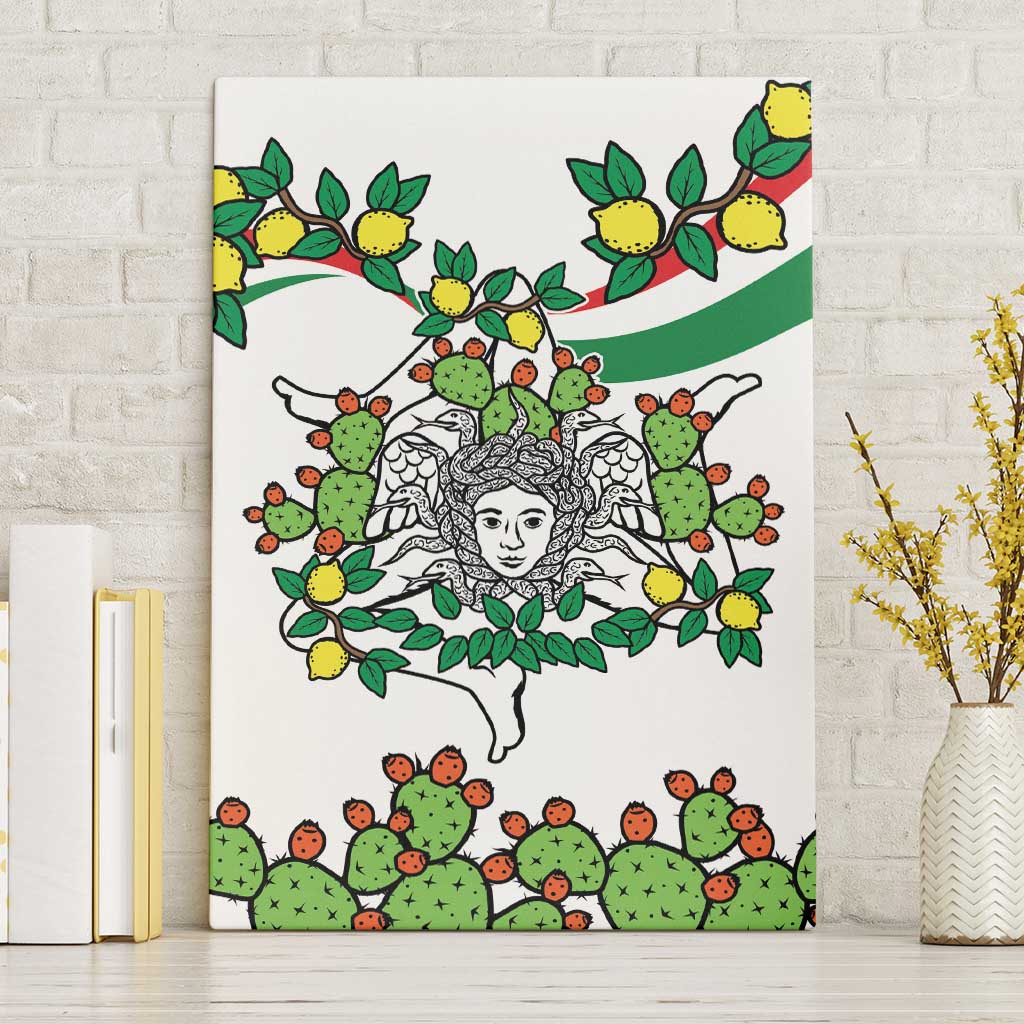 Sicilian Triskelion Canvas Wall Art with Cactus and Lemons LT9 - Wonder Print Shop