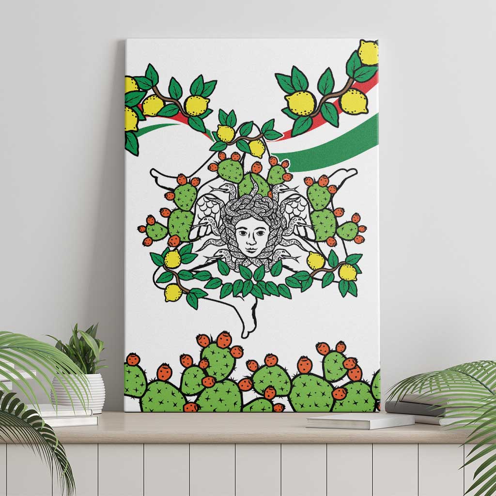 Sicilian Triskelion Canvas Wall Art with Cactus and Lemons LT9 - Wonder Print Shop