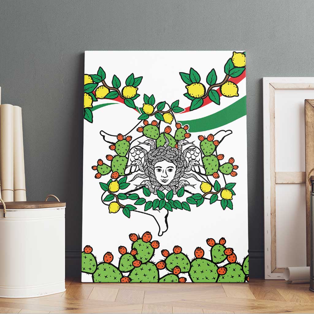 Sicilian Triskelion Canvas Wall Art with Cactus and Lemons LT9 - Wonder Print Shop