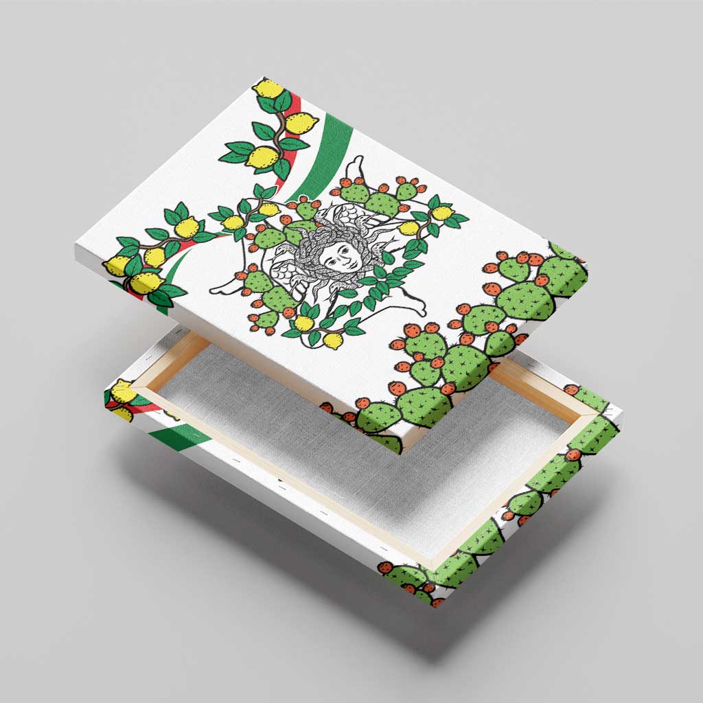 Sicilian Triskelion Canvas Wall Art with Cactus and Lemons LT9 - Wonder Print Shop