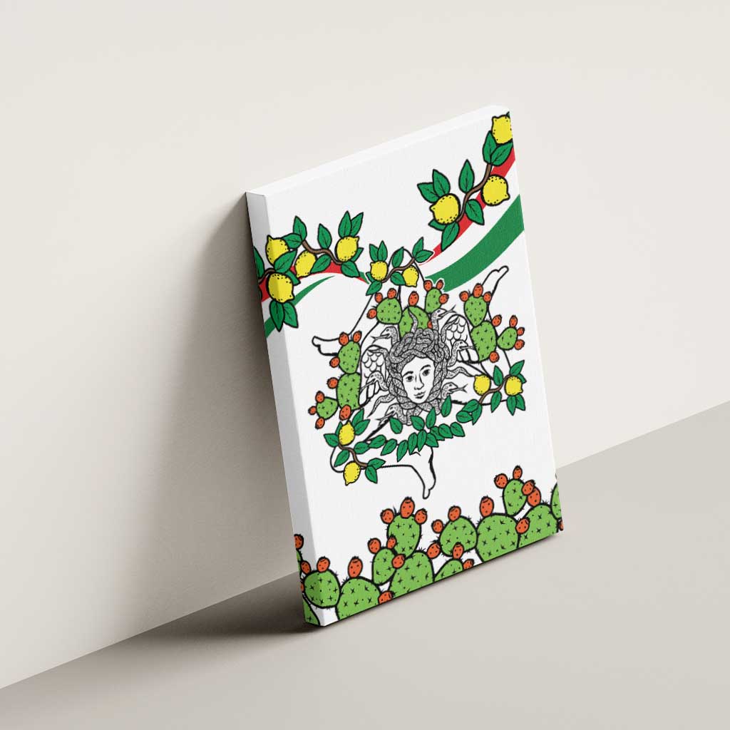 Sicilian Triskelion Canvas Wall Art with Cactus and Lemons LT9 - Wonder Print Shop