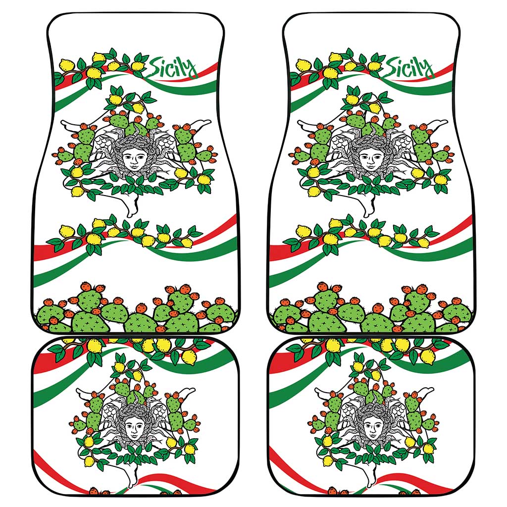 Sicilian Triskelion Car Mats with Cactus and Lemons LT9 - Wonder Print Shop
