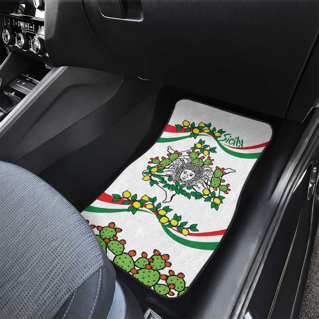 Sicilian Triskelion Car Mats with Cactus and Lemons LT9 - Wonder Print Shop