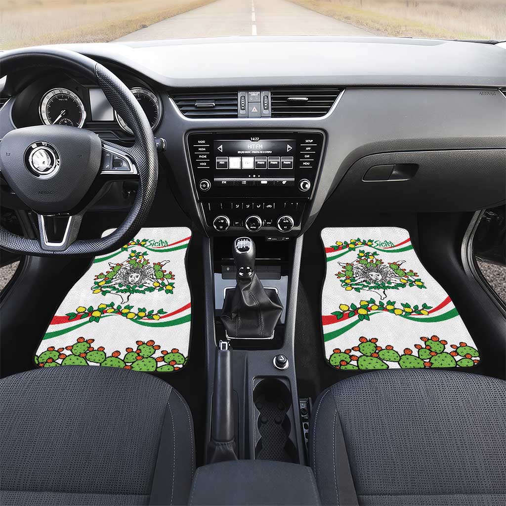 Sicilian Triskelion Car Mats with Cactus and Lemons LT9 - Wonder Print Shop