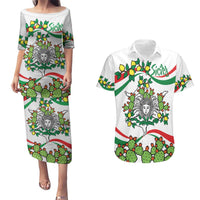 Sicilian Triskelion Couples Matching Puletasi and Hawaiian Shirt with Cactus and Lemons LT9 - Wonder Print Shop