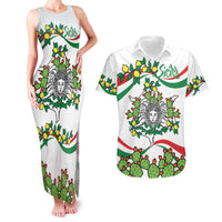 Sicilian Triskelion Couples Matching Tank Maxi Dress and Hawaiian Shirt with Cactus and Lemons LT9 - Wonder Print Shop