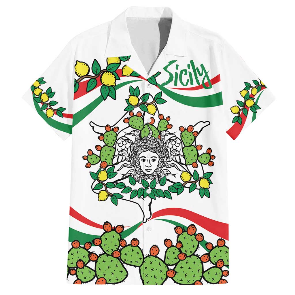 Sicilian Triskelion Family Matching Long Sleeve Bodycon Dress and Hawaiian Shirt with Cactus and Lemons LT9 - Wonder Print Shop