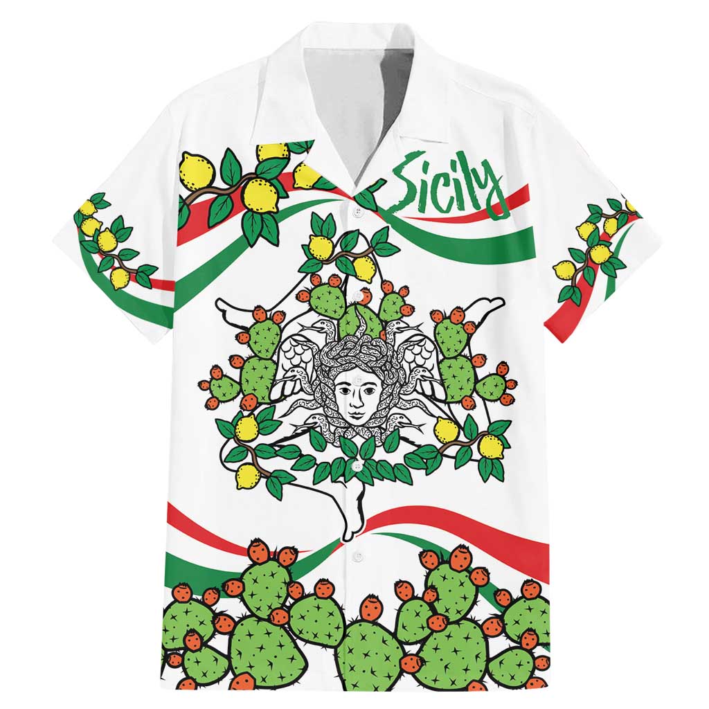 Sicilian Triskelion Family Matching Mermaid Dress and Hawaiian Shirt with Cactus and Lemons LT9 - Wonder Print Shop