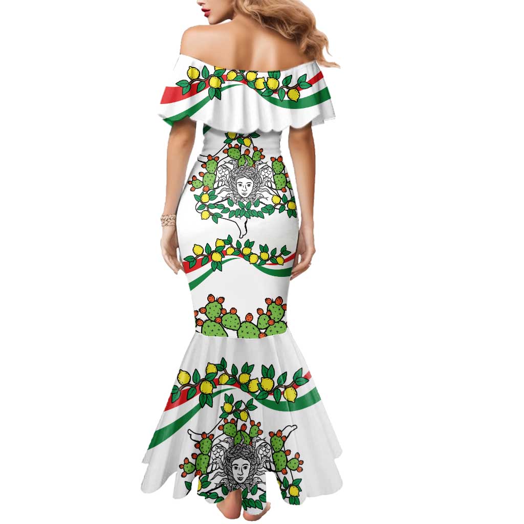 Sicilian Triskelion Family Matching Mermaid Dress and Hawaiian Shirt with Cactus and Lemons LT9 - Wonder Print Shop