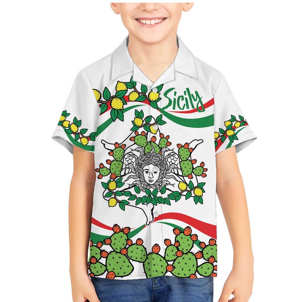 Sicilian Triskelion Family Matching Mermaid Dress and Hawaiian Shirt with Cactus and Lemons LT9 - Wonder Print Shop