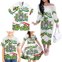 Sicilian Triskelion Family Matching Off The Shoulder Long Sleeve Dress and Hawaiian Shirt with Cactus and Lemons - Wonder Print Shop