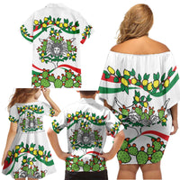 Sicilian Triskelion Family Matching Off Shoulder Short Dress and Hawaiian Shirt with Cactus and Lemons LT9 - Wonder Print Shop