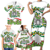 Sicilian Triskelion Family Matching Short Sleeve Bodycon Dress and Hawaiian Shirt with Cactus and Lemons - Wonder Print Shop