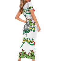 Sicilian Triskelion Family Matching Short Sleeve Bodycon Dress and Hawaiian Shirt with Cactus and Lemons - Wonder Print Shop