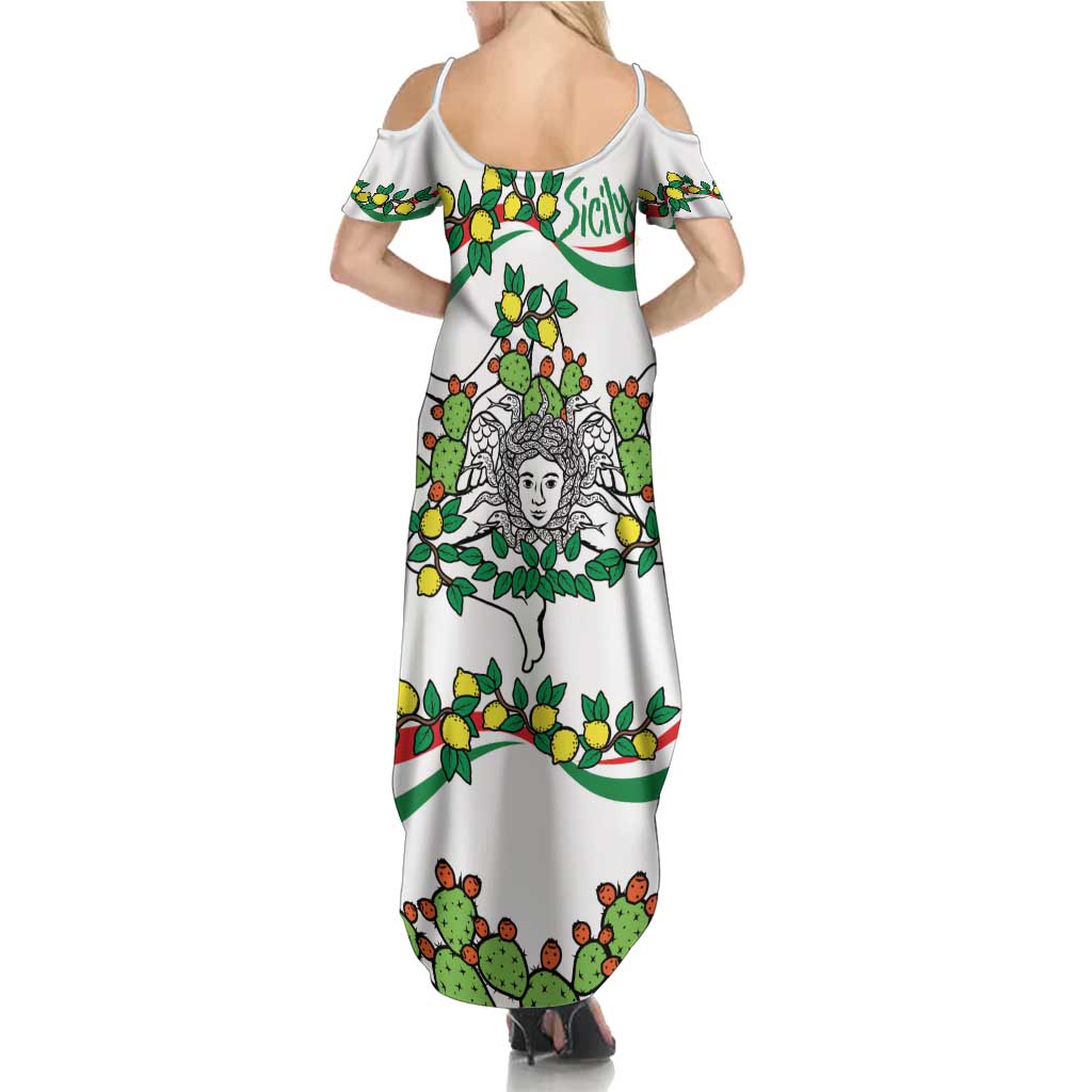 Sicilian Triskelion Family Matching Summer Maxi Dress and Hawaiian Shirt with Cactus and Lemons - Wonder Print Shop