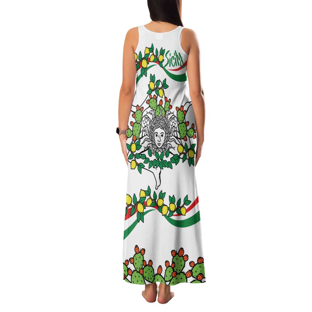 Sicilian Triskelion Family Matching Tank Maxi Dress and Hawaiian Shirt with Cactus and Lemons - Wonder Print Shop