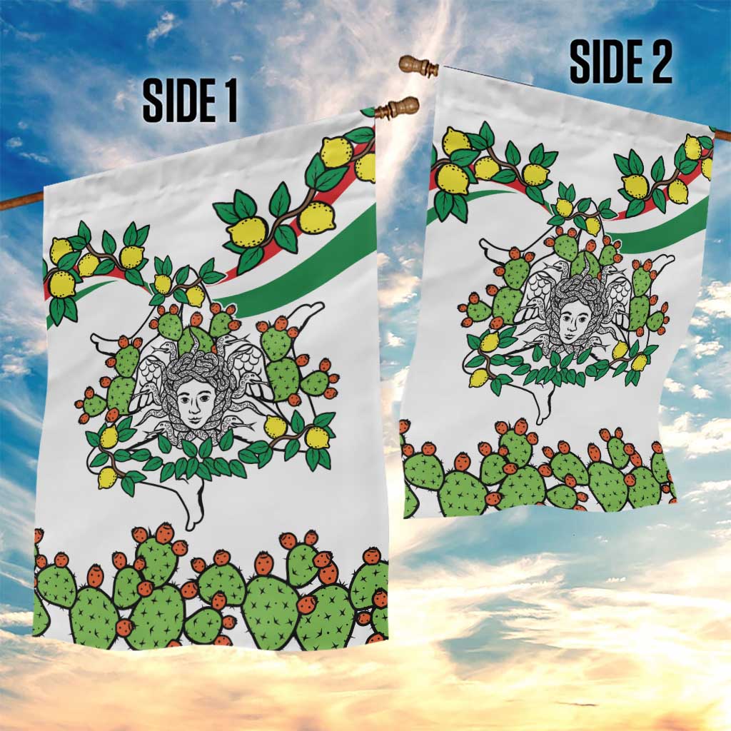 Sicilian Triskelion Garden Flag with Cactus and Lemons - Wonder Print Shop