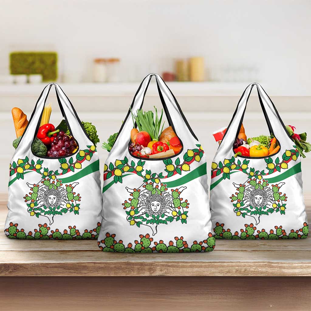 Sicilian Triskelion Grocery Bag with Cactus and Lemons
